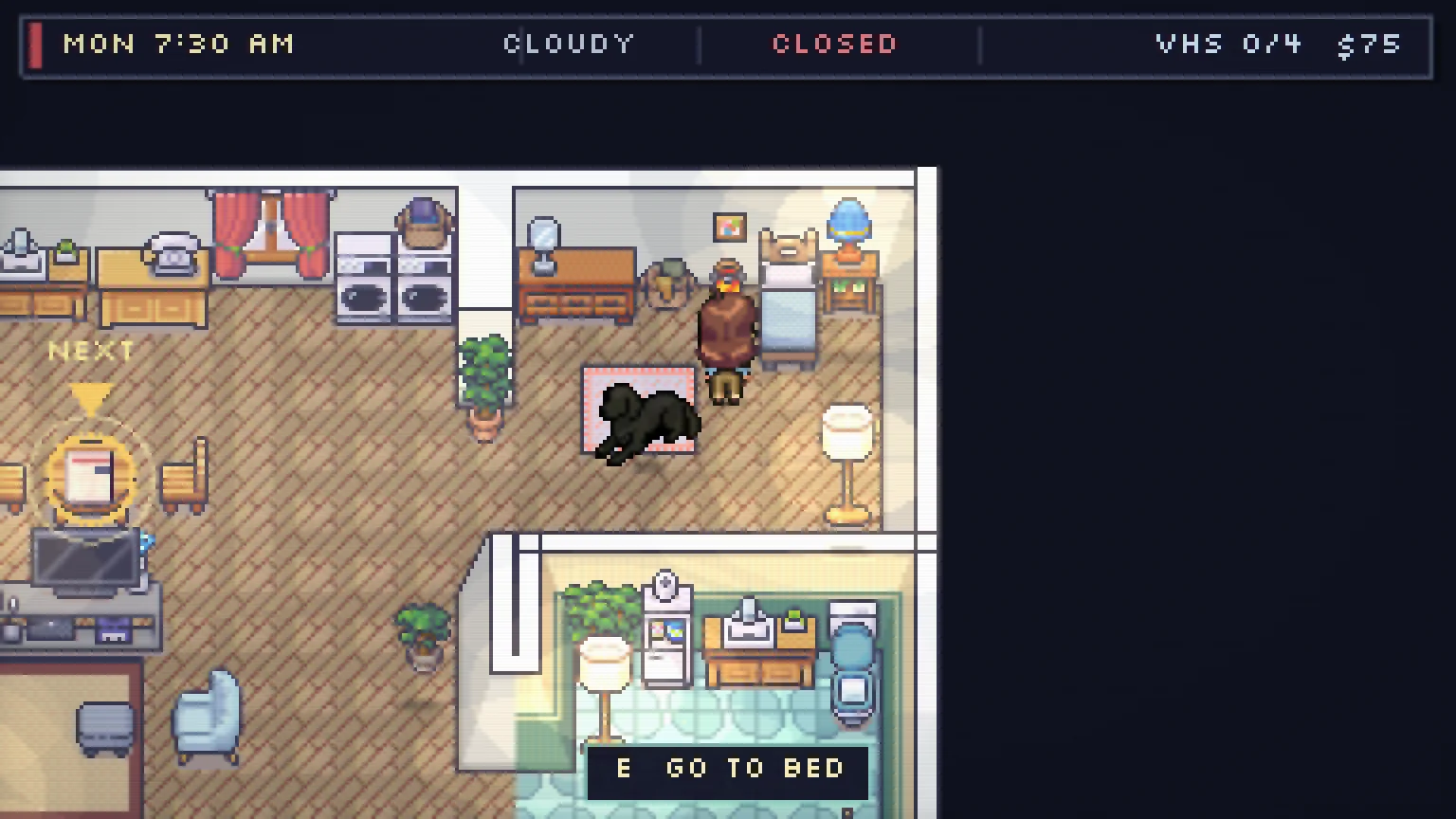 Warm upstairs apartment with bedroom, kitchen, living room, bathroom, player, and sleeping dog
