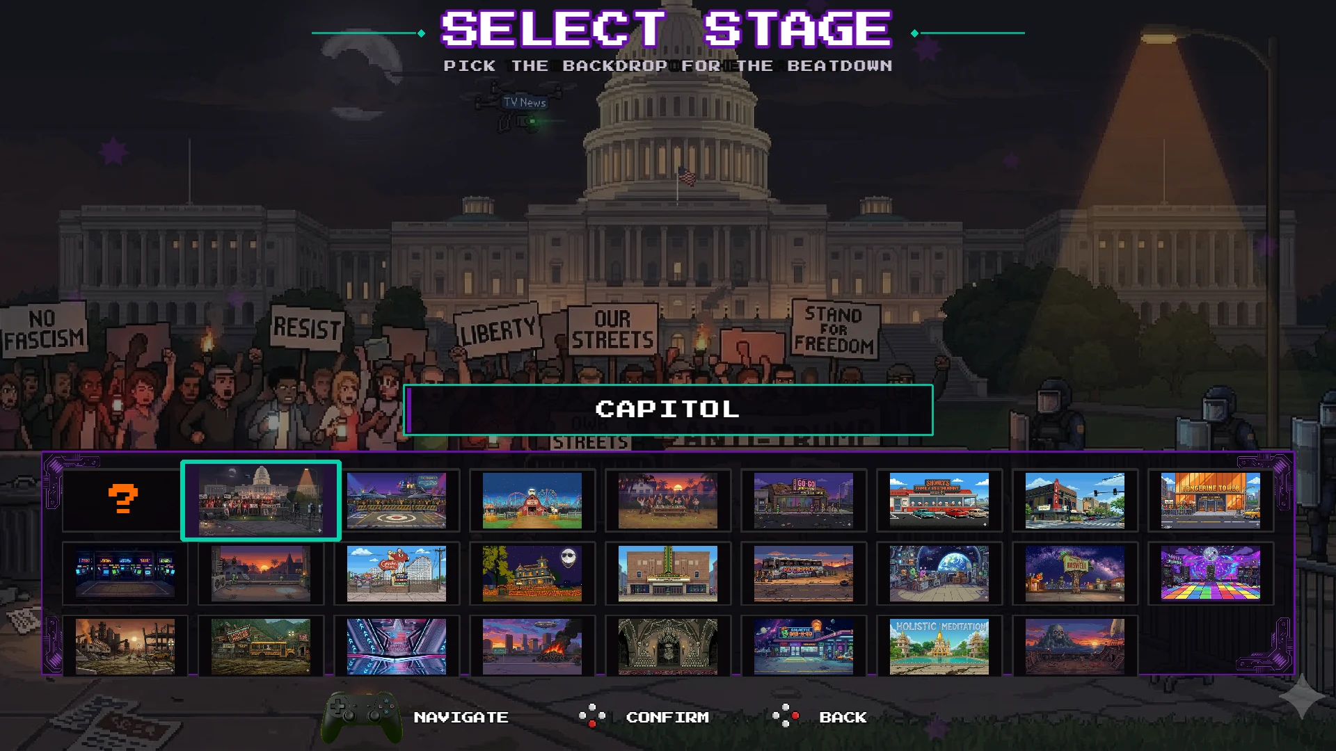 Current Melee Mayhem stage select screen