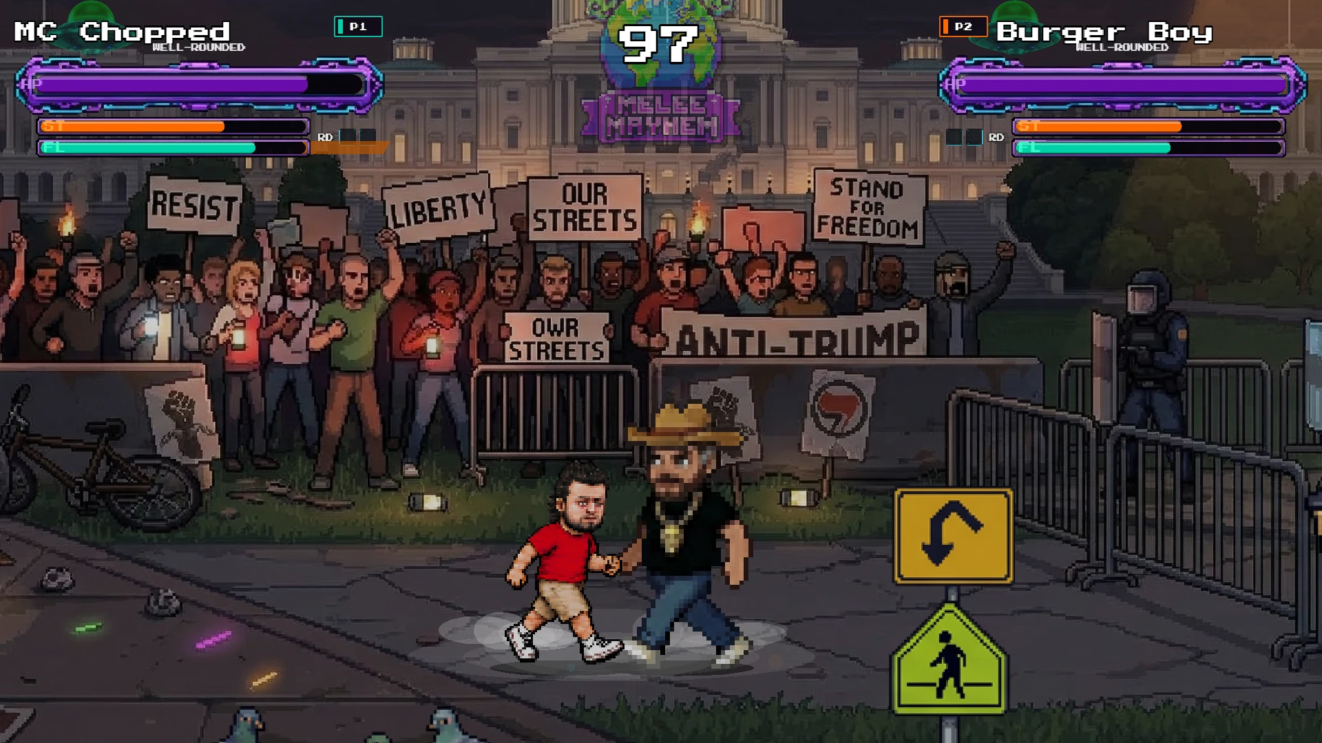 MC Chopped fighting Burger Boy at the Capitol