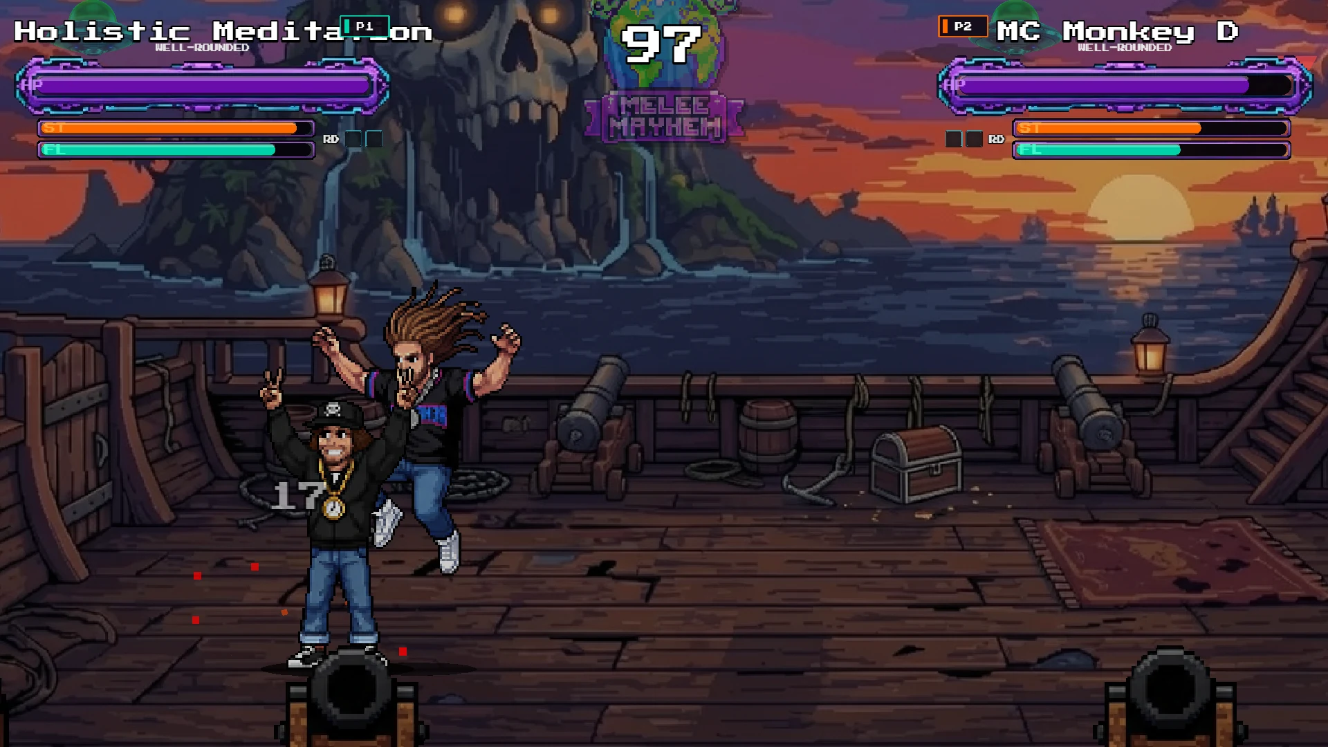 Holistic Meditation fights MC Monkey D on a pirate ship