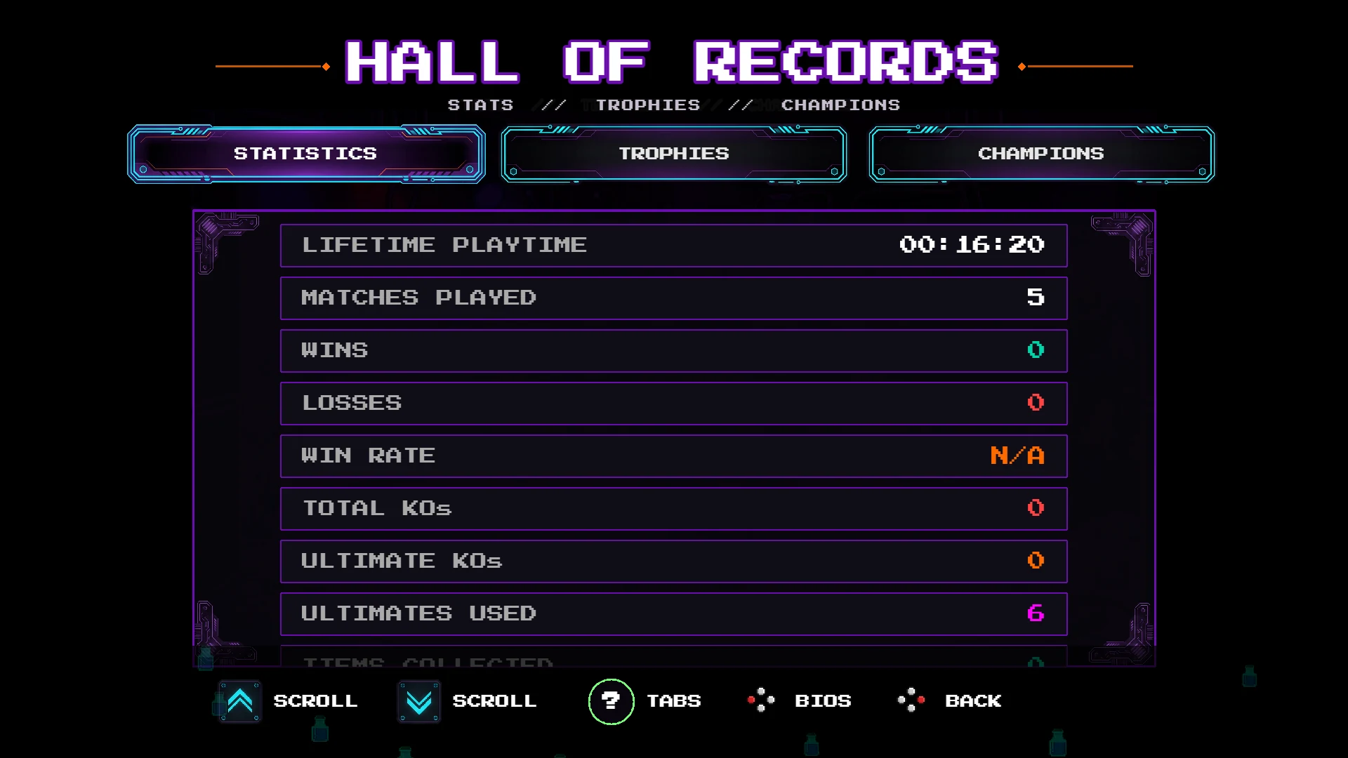 Melee Mayhem Hall of Records statistics