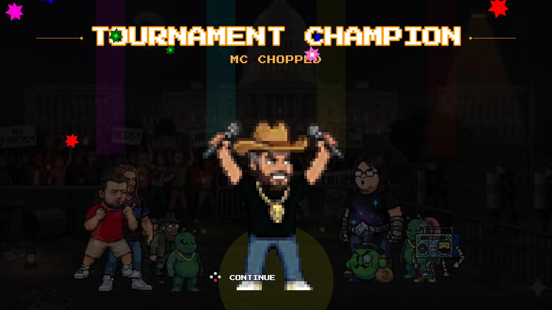 MC Chopped celebrates in the winner circle